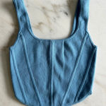 Wilfred Free Knit Corset Tank Top Sleeveless Blue Fitted Bustier Style Photo 0