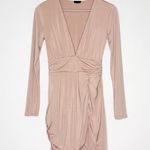 NBD Blush Pink Ruched Long Sleeve Bodycon Dress Size XS Photo 0