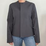 Jones New York Gray Collarless Button Front Blazer Jacket Size 8 Photo 1