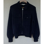 Alex Mill Wallace Sweater Jacket Navy Blue Cotton Zip Front Pocket Womens Small Photo 4
