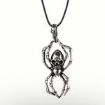 Retro Spider Pendant Domineering Personality‎ Double Skull Zinc Alloy Necklace Black Photo 10