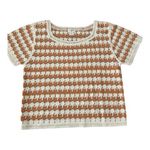 Cost Plus World Market Orange Ivory Stripe Crochet Knit Top Size Small Medium White Photo 3