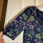 Fossil  Navy/Green Floral Print Scoop Neck Blouse Medium Photo 3