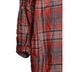 Max Studio Womens Flannel Shirt Size XS Roll Up Sleeve Red Gray Black Plaid Photo 2