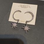 Amrita Singh  Austrian Crystal Star & Moon Silver Earrings Photo 1