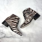 NEW Vintage Stiletto Brand Zebra Calf Hair Square Toe Leather Ankle Boots 8.5 White Photo 6