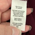 Kaileigh  Women's Check Wine Pullover V-Neck Blouse Top Plus 1X NWOT Photo 6