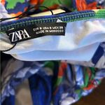 ZARA  Womens Asymmetrical Floral Blue Stretchy One Shoulder Bodysuit Size Small Photo 4