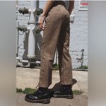 Brandy Melville  Straight Leg Plaid Print Pants High Rise Tan Red Black Preppy Photo 3