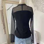 Wet Seal  Vintage Office Siren Black Semi Sheer Mesh Rhinestone Button Blazer S Photo 5