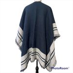 Woolrich  OS shawl blanket women’s textured wrap blue gray pre owned Photo 5
