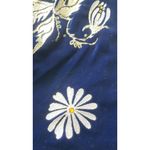 Vintage Cheongsam Long Dress Sz S Blue Velvet Asian Mandarin White Daisy Sparkle Photo 12