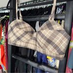 Favorite Daughter Ex Boyfriend Plaid Bra Top Brown Beige Size XL Photo 9
