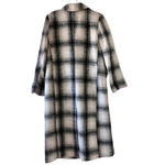 Topshop  Black Cream White Pastel Wool Blend Long Sleeves Houndstooth‎ Coat 4 Photo 2
