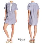 Vince  Poplin blue and white stripe shirt dress Photo 1