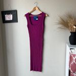 Simon Miller Dress Amos Ribbed Magenta Square Neck Sleeveless Knit Midi‎ Dress L Purple Size L Photo 2