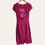 ML Monique Lhuillier Pink Cap Sleeve Lace Knee Length Sheath Dress Size 0 Photo 13