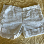Vince Linen Shorts Women's 14 White Summer Beach Casual Cuff Hem Photo 0