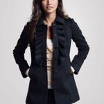 J.Crew 100% Wool Ruffle Chest Pea Coat Jacket Black Size 2 17501 Photo 0