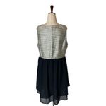 Umgee  Silver Metallic And Black Skirt V‎ Neck Sleeveless Mini Dress Size L Photo 3