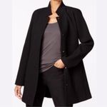 Eileen Fisher Stand Up Collar Waffle Knit Long Dress Jacket Black Size Large Photo 1