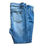 Womens Street Denim VIP Ripped Medium Washed Distressed Raw Hem Jeans Photo 3