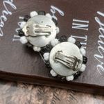 Vintage 50s West Germany Floral Pearl Beaded Clip Earrings Black Photo 1