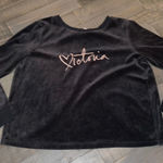 Victoria's Secret Victoria Secret Velour Sweatshirt Black Logo Heart Long Sleeve Top Womens M Photo 0