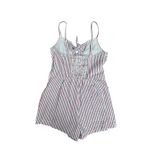 Vineyard Vines Seersucker Romper 00 Preppy Tie Front Cotton Fourth of July White Photo 3