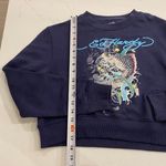 Ed Hardy NWT Y2K  Cropped Crewneck Sweatshirt Navy‎ Women's Small Photo 6