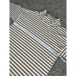 Anthropologie  WHIT Brown Ivory Funnel Neck Dress L Midi Striped Cotton Lagenlook Photo 11