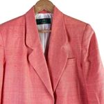 Orvis VTG 100% Silk Woven Blazer Jacket One Button Front Coral Pink Salmon Sz 10 Photo 2