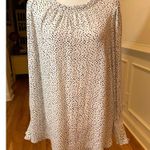 Carolina belle  White Black Dots Ruffle Neck Blouse Plus 2X Photo 3