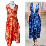 Milly Orange White Satin Sz 12 Lined Formal Dress Sleeveless Cross back Prom EUC Photo 1