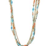Premier Designs  Multi-Strand Gold, Blue, & Orange Beaded Necklace Photo 0