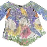 Rain Couture Boho Tunic Top Womens Pastel Floral Crochet Multicolor Sz S… Blue Photo 1