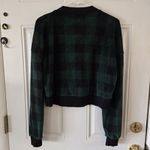Miss Chievous  Reindeer Cropped Fleece Sweatshirt Green/Black Plaid Size Medium Photo 4