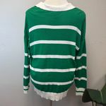 Torrid  Green & White Striped Cotton Collared V-Neck Sweater - Size 18/20 (2) Photo 3