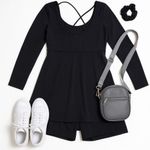 Halara Black Long Sleeve Dress With Built In Shorts Size XL Activewear in EUC Photo 2