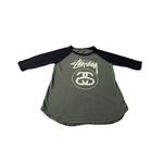 Stüssy Stussy Olive Green & Black 3/4 Sleeve Graphic Tee Women size Medium Photo 1
