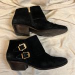 Apri Gallant Black Gold Buckle Suede Leather Ankle Boots Size 8 Photo 4