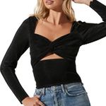ASTAR The Label Plisse Cut Out Twist Bust Top Black Photo 0