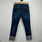 Driftwood Colette Crop Floral Embroidered Cuff Blue Denim Jeans 25 ripped knee Photo 4