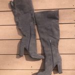 Gianni Bini Ventah Suede Block Heel Wide Calf Over The Knee Boots Gray Photo 7