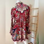 Patrons of Peace Anthropologie Vermont Long Sleeve Floral Paisley Small Red Pink Photo 3