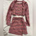 Pink Tweed Skirt Set Photo 1