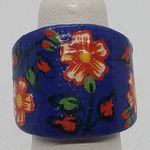 Boho Blue, Red, & Green Floral Wooden Ring Red Photo 0