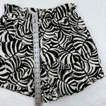 Farm Rio  Anthropologie Palm Leaf High Waisted Paperbag Shorts M Black White Photo 2