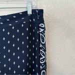 CAbi Paisley Track Star Navy Blue White Wide Leg Casual Pants Photo 4