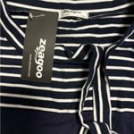 Zeagoo  NWT 4X Navy and White long sleeve shirt with tie pit to pit 21, length 25 Photo 3